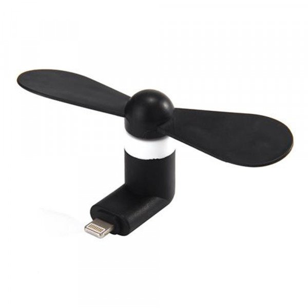 Wholesale iPhone Lighting Portable Cell Phone Mini Electric Cooling Fan (Black)